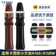 Genuine Genuine Leather Watch Strap Suitable for Casio A159W-N1 A158WA A168 Retro Small Square Metal