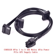 PCI-e 6Pin to 3 IDE Molex 4Pin Power Supply Cable for Corsair CX850M CX750M CX600M CX500M CX430M