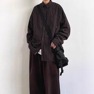 56MEN Shirt 380 Collared Long Sleeves Striped Pattern There Is A Front Pocket. Man Men's Clothing Bl