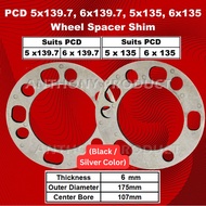 6MM 8MM Wheel Spacers Shim Universal 4x4 Aluminum Alloy 5/6 Lug Aluminum Spacer (2 Pieces)