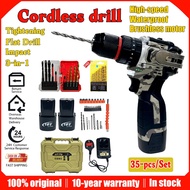 Cordless Drill Waterproof Hand Drill 2-Speed Impact Drill Electric Screwdriver Hammer Drill 2-Batter