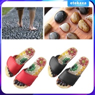 [Etekaxa] 1 Pair Foot Massage Shoes Cobblestone Accupressure Foot Acupoint Flat Slippers for Men Wom