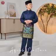 Azura Modern Malay Boys' Clothes Satin Velvet Material One Set of Clothing Muslimkoko Kurta Cekak Mu