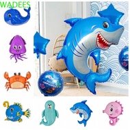 WADEES Kids Birthday Party Decoration, Cartoon Octopus/Shark/Crab/Whale/Shell/Sea Lion Ocean Animal Aluminum Foil Balloon, Lantern Fish/Sea Snail/Seahorse Baby Shower Supplies