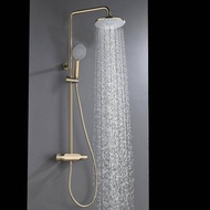 Shower Set  Wall Mounted Brushed Gold Shower Faucet Set Wide Shower Head Rain Shower Set Massage Function