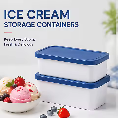 D9 2Pcs Ice Cream Containers Reusable Freezer Storage for Homemade Ice Cream Tub Flexible Silicone L