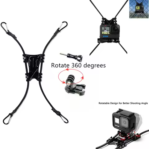 Suptig Net Fence Tree Pole Mounting Adapter with Elastic Installation Rope for Gopro Hero 12 11 10 9
