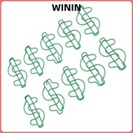 WININ 100 Pcs Dollar Shape Paper Clips, Green 4.5*2cm Metal Paper Clips, Novelty Plastic-coated Meta