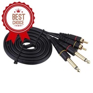 5ft Dual RCA Male Jack to Dual 6.35mm 1/4 Inches  TRS Male Plug Stereo Audio Cable Cord Wire for Mix