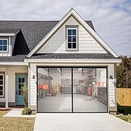 Garage Door Screen for 1 Car 9 x7FT, Heavy Duty Garage Screen Mesh with Magnets, Retractable Hands F