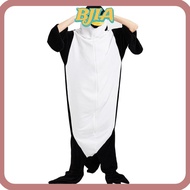 ✿BJA✿ Unisex Flannel One-piece Pajamas, Suitable for height 168-178cm Black + White Stitched Warm Fu
