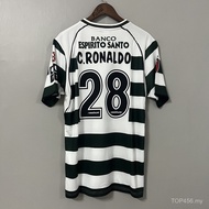 02-03 Ronaldo SL Soccer Ball. Retro SCP Home De Lisboa T-shirt