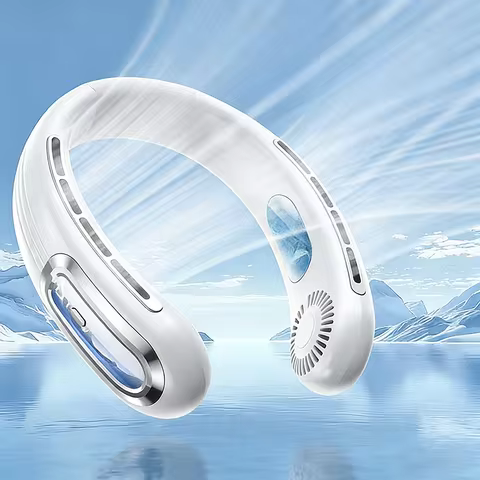 New Mini Air Cooler USB Hanging Neck Fan Portable Bladeless Mini Rechargeable Mute LED Digital Displ