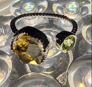 橄欖隕石配橄欖石戒指