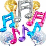 10pcs Pastel Pink Purple Blue Balloons, K-Pop Music Birthday Party Decor, Inflatable Disco Ball, Mic
