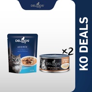 [KO Deals][Premium Wet Food Duo] Delizios Bonito 80g Chicken in Broth x2 + Adoree Pouch 70g Tuna Who