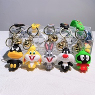 Cartoon Bugs Bunny Doll Keychain Cute Tweety Bird Daffy Duck Porky Pig Key Rings Pendant Accessories
