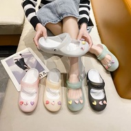 Baotou Sandals Wanita 2024 jelly sandals newMANIS with heels Mary Jane nurse sandals