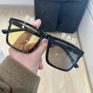 【GIAUSA】 Simple Fashion Night Vision Yellow Sun Glasses Shades Men Women Square Day and Night Photoc