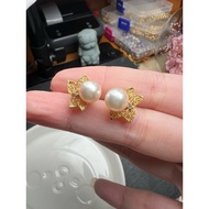 Light Jewelry-South Sea Pearl Inlaid 18k With Small South African Diamond Stud Earrings 7.6m