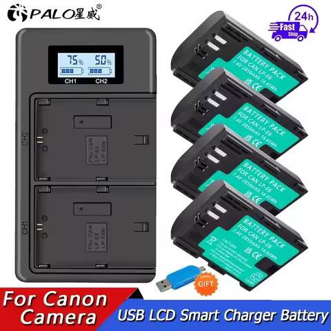 2850mAh LP E6 LPE6 LP-E6 LP-E6N Battery For Canon EOS 5DS R 5D Mark II 5D Mark III 6D 7D 80D 90D EOS