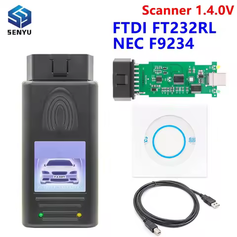 Auto Scanner V1.4.0V Diagnostic Tool Unlock Full Version FTDI FT232RL 9241A + F9234 OBD2 USB Interfa