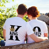 King Queen T Shirt Couple shirt printing shirt lovers couple set S-5XL short sleeve baju mens Lelaki