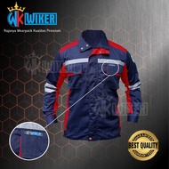 Wearpack safety semi jaket merah navy /wiker/seragam kerja/baju kerja