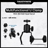 Multifunctional U Clamp C Clamp with 360 1/ 4 Ball Head Swivel Table U Clamp/ for Ringlight Mic Stud