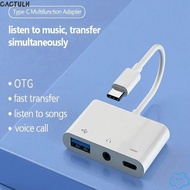 CACTULH Type-C to 3.5m USB Splitter Headphone Tablet Data Transmission