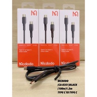 MCDODO DATA CABLE 100W 5A+ 1.2 METER TYPE C TO TYPE C MODEL：- CA-8351 BLACK