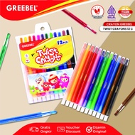 GREEBEL Crayon Putar / Krayon Twist 12 Warna / Twist Crayon Greebel