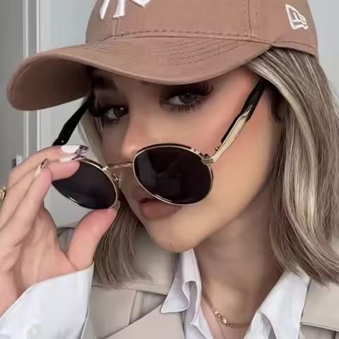 Oval metal sunglasses Women's new luxury fashion sunglasses Men's retro sunglasses Neutral UV400 Dri