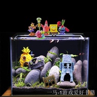 ❣☈❆12pcs/set Mini Aquarium For SpongeBob & Squidward House Pineapple Cartoon Home Fish Tank Decor