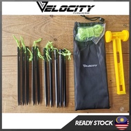Velocity Tent Peg Set With Paracord and hammer Tent Nail Camping Peg Flysheet Peg Ground Sheet Peg S