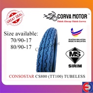 Corva Motor Consostar Tayar Motosikal Tubeless Cs800 [70/90-17, 80/90-17] Bunga Tt100 T-Max Tmax100 