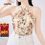 Lovito Boho Top Drawstring Tie Back Resort Style Spring/summer Top for Women L137ED657
