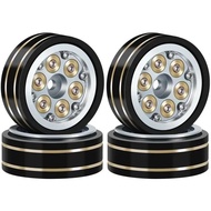 4pcs 1.1" Counterweight Brass Beadlock Wheel Rims Tires HUB for SCX24 TRX4M FCX24 1/24 1/18