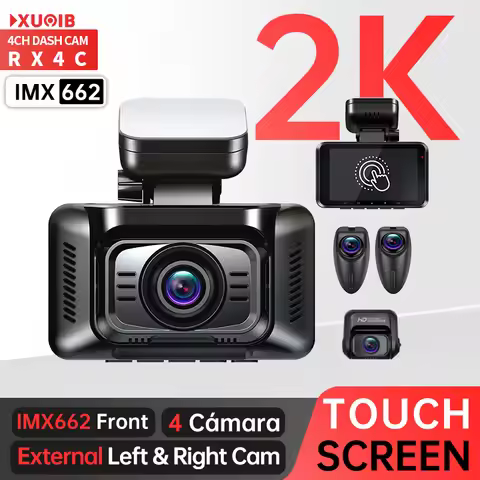 XUOIB RX4C 2K 4CH GPS Dash Cam for Car IMX662 External Left&Right Cam 4'' Touch Screen Support 24H P
