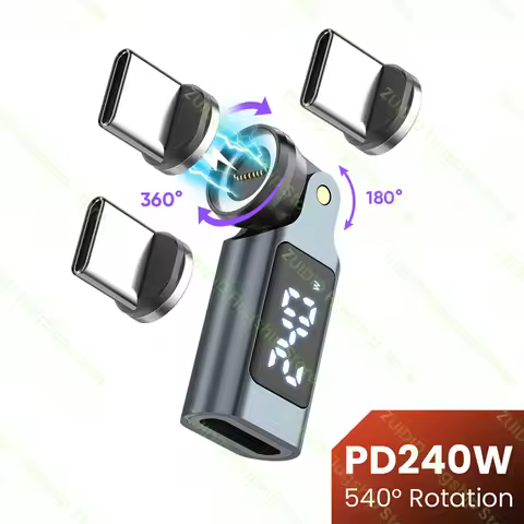 PD240W Power Display USB C to Type C Magnetic OTG Adapter 9-Pin USB C Fast Charging Data Converter f
