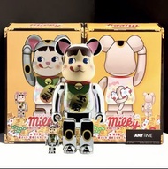 Bearbrick 招財貓 牛奶妹 鍍銀 蓄光100% & 400%