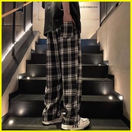 ❥ ☏ ◨ ACHSAWAKE Men's Loose Plaid Pants Retro Fashion Korean Casual Pants