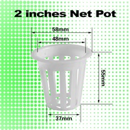 Net pots / Net Cups 2 inches wide lip white color for Hydroponics Aquaponics