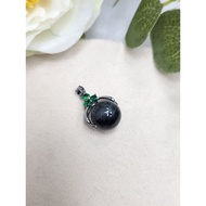 Yipinxuan~Natural Burmese Jade A Goods-Z7045-Black Chicken Time To Run Passepartout Pendant ️ Diamet
