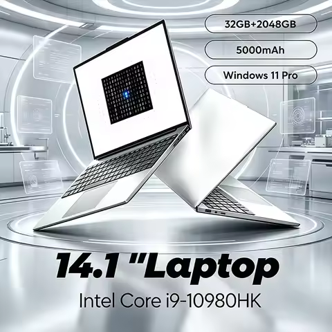 Ultra Slim Intel I9-10980HK Laptop 32GB+2TB High Speed Storage 14.1" FHD Windows 11 Portable Design 