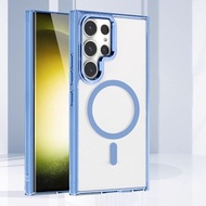 8- New Transparent Magnetic Phone Case for Samsung S25 Edge S24 S23 S22 Ultra S23FE S24FE A35 A55 A1