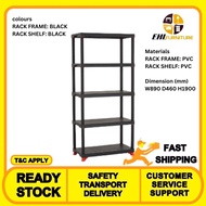 EHL FURNITURE - Optimus 5 Tier plastic shelving rack in Black colour