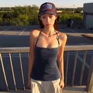 Áo Ba Lỗ Hở Cổ SylCue American Style Low Chest Slim Fit Crop Top American Style Crop Top Thời Trang