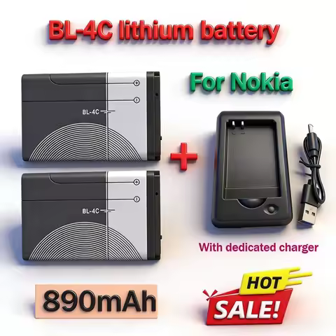 BL4C Battery 890mAh Rechargeable for Nokia 6100 2228 1265 6088 6301 6300 7200 7270 6125 6102 3500C 2