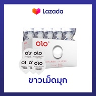 olo แบบมีมุก บาง 0.01 มม. 1 กล่อง 5 ชิ้น + มุก 5 เม็ด CONDOM OLO 0.01 MM SIZE 52-54 MM.